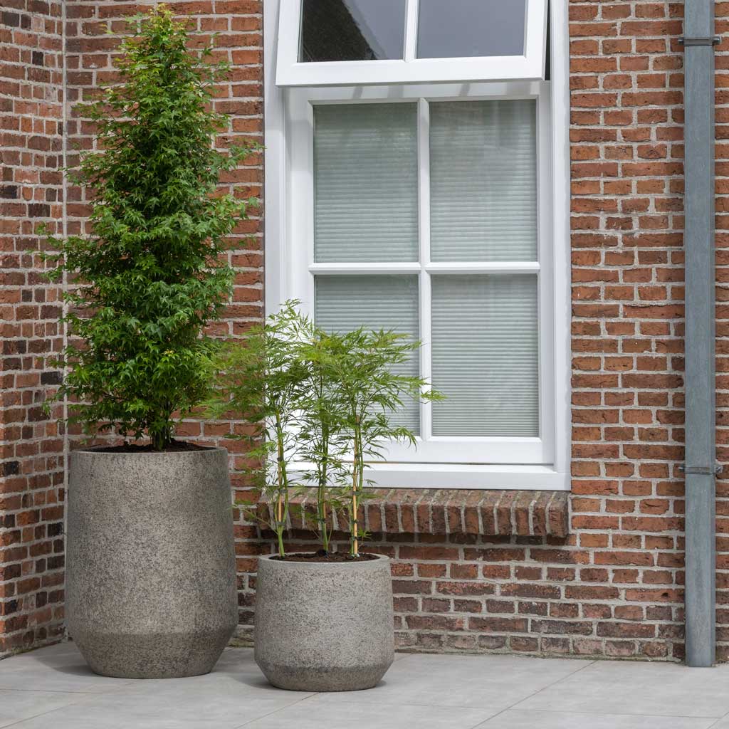 Cement & Stone Harith Plant Pot & Cement & Stone Harith Tall Plant Pot - Granite Grey