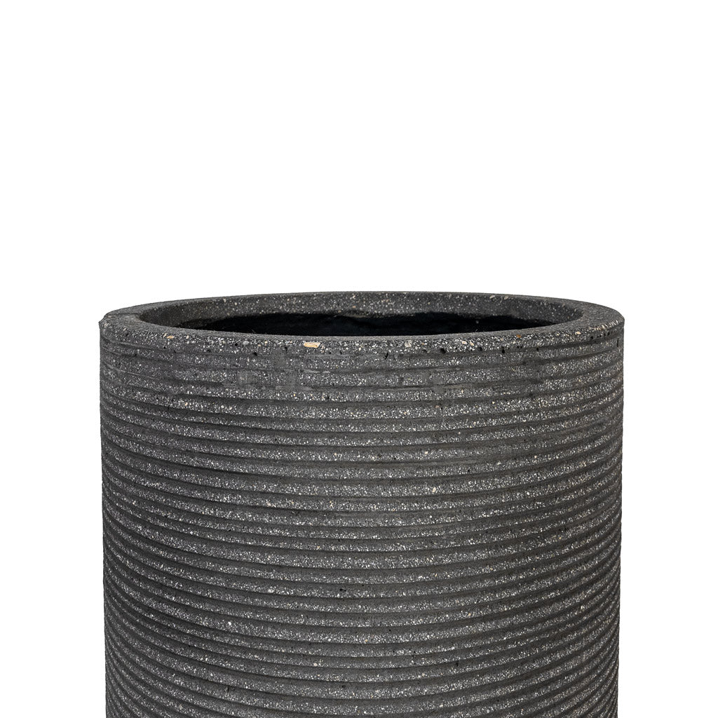 Cody Plant Vase - Ridged Dark Grey - Opening
