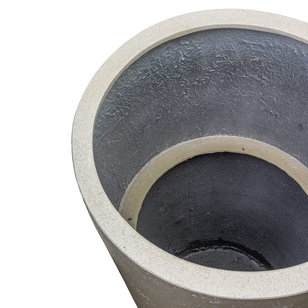 Grigio Tall Partner Planter - Antique White Concrete Optional Level
