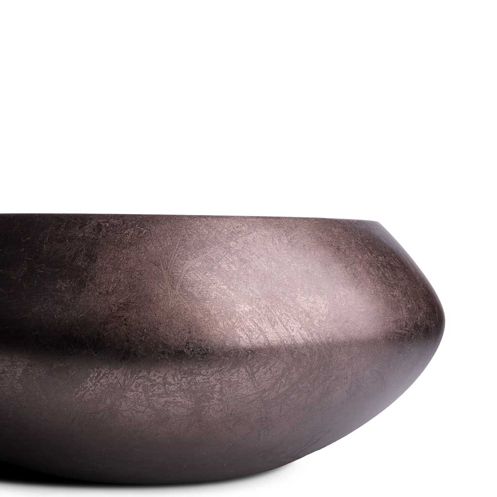 Metallic UFO Plant Bowl - Matt Coffee Edge