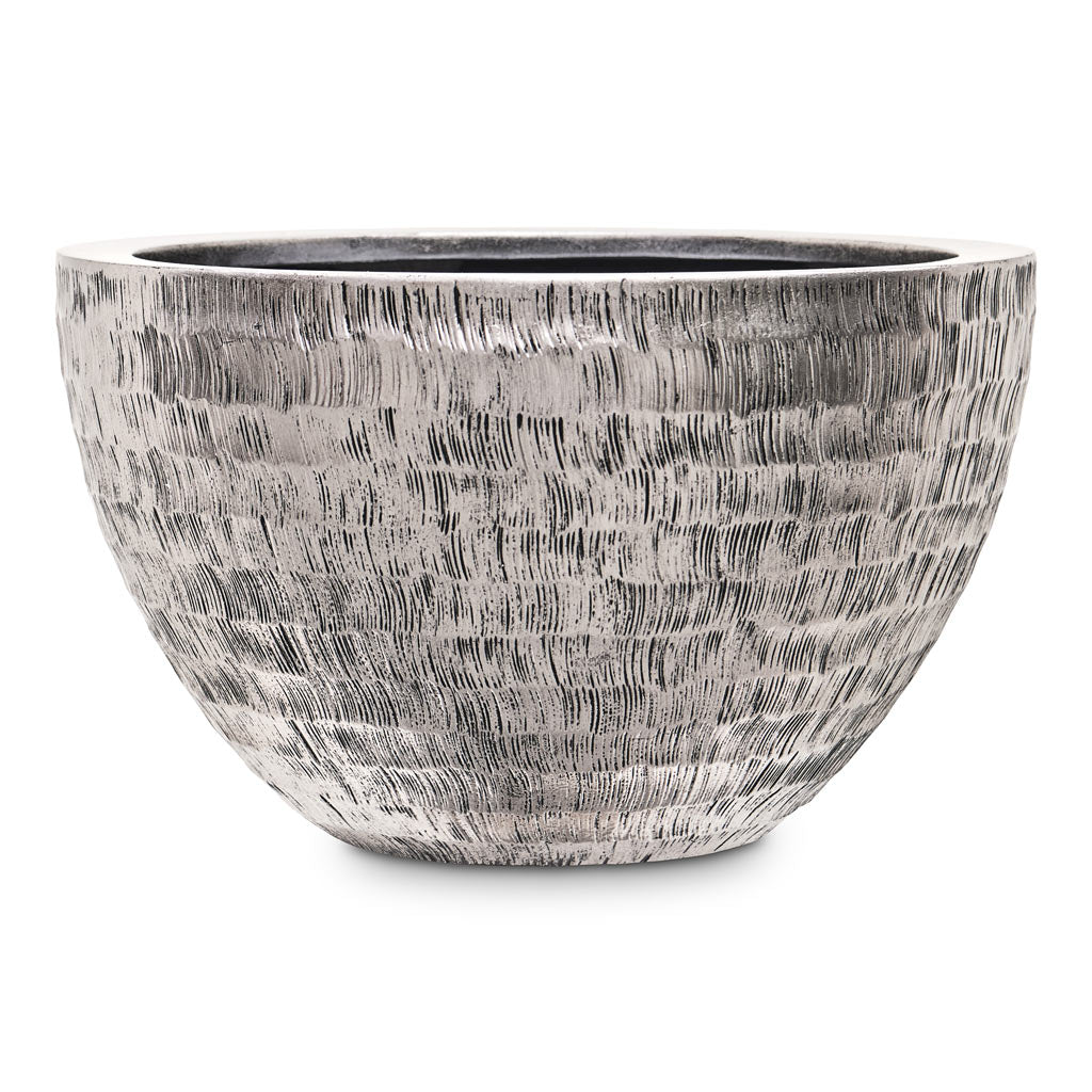 Opus Hammered Bowl Planter Silver 45x27cm