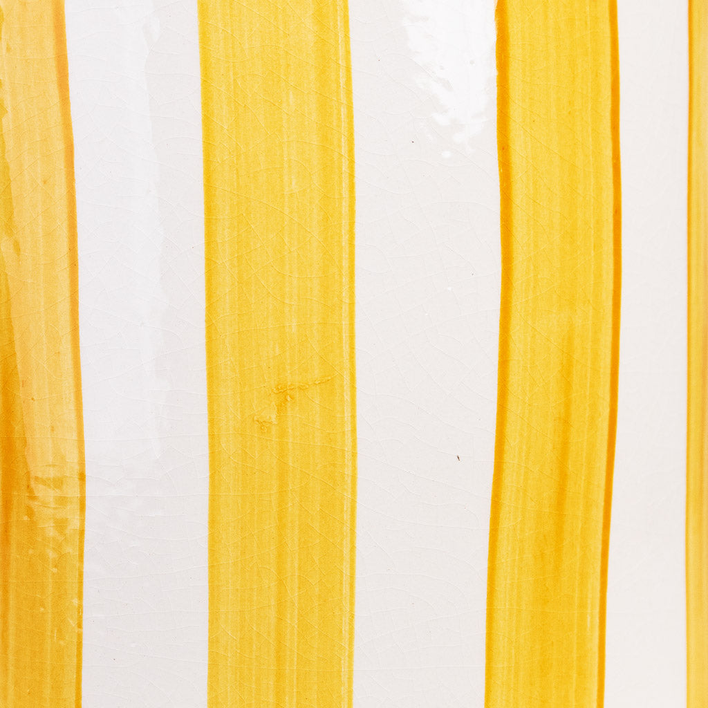 Paros Painted Pot Yellow Stripe Close up