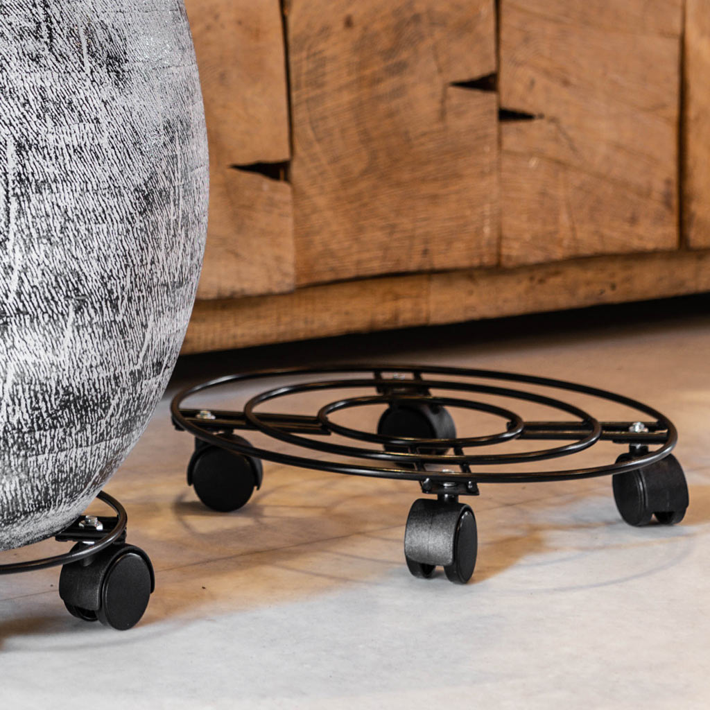 Plant Pot Trolley Black Close Up