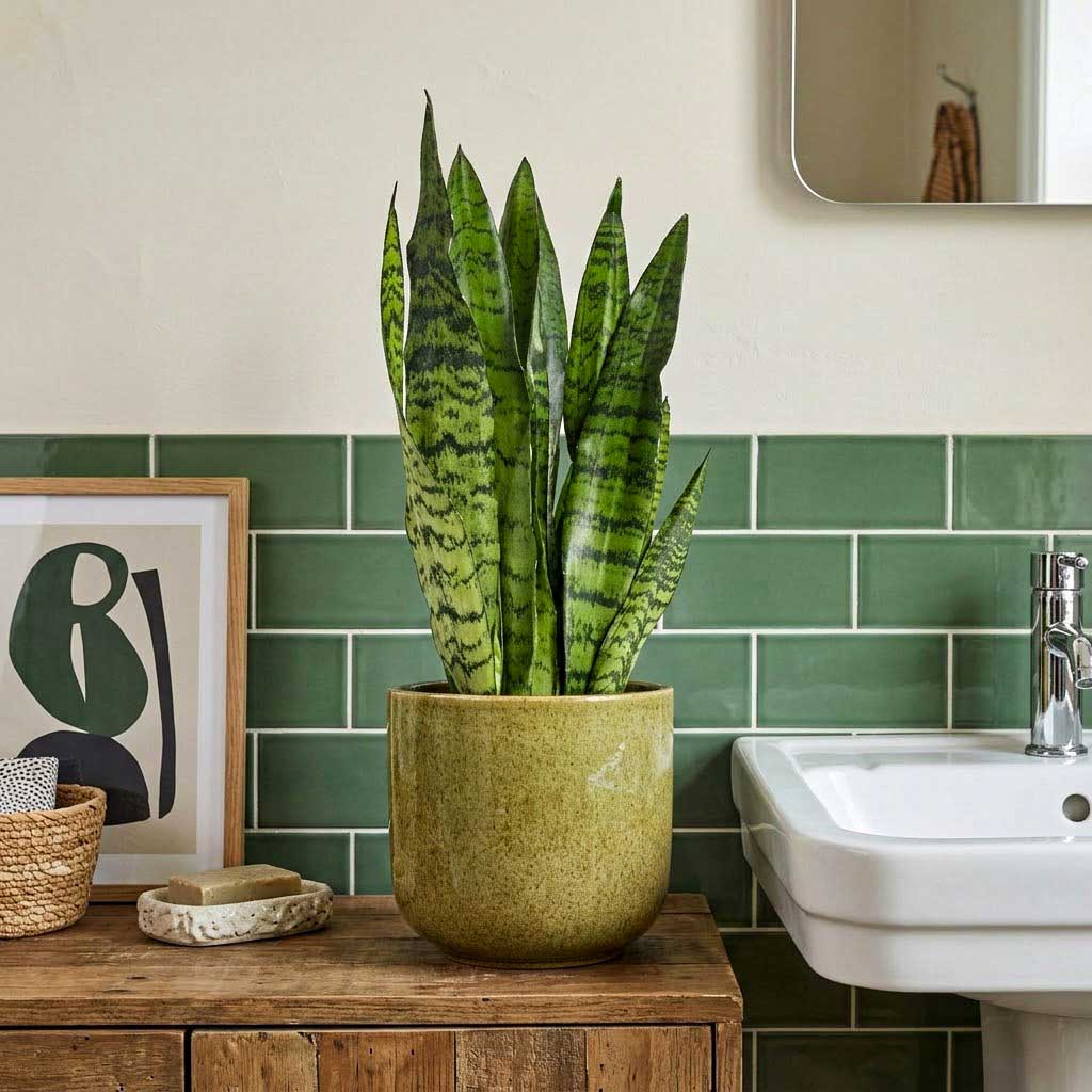 Sansevieria zeylanica - 14 x 50cm in Nine Plant Pot - Olive Green - 22 x 20cm