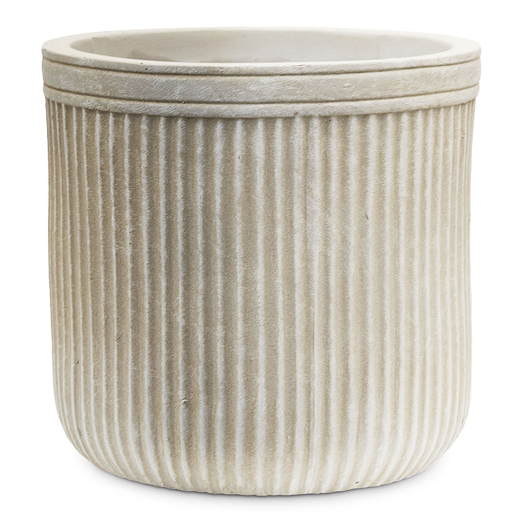 Vertical Rib Cylinder Planter Beige 23x24cm