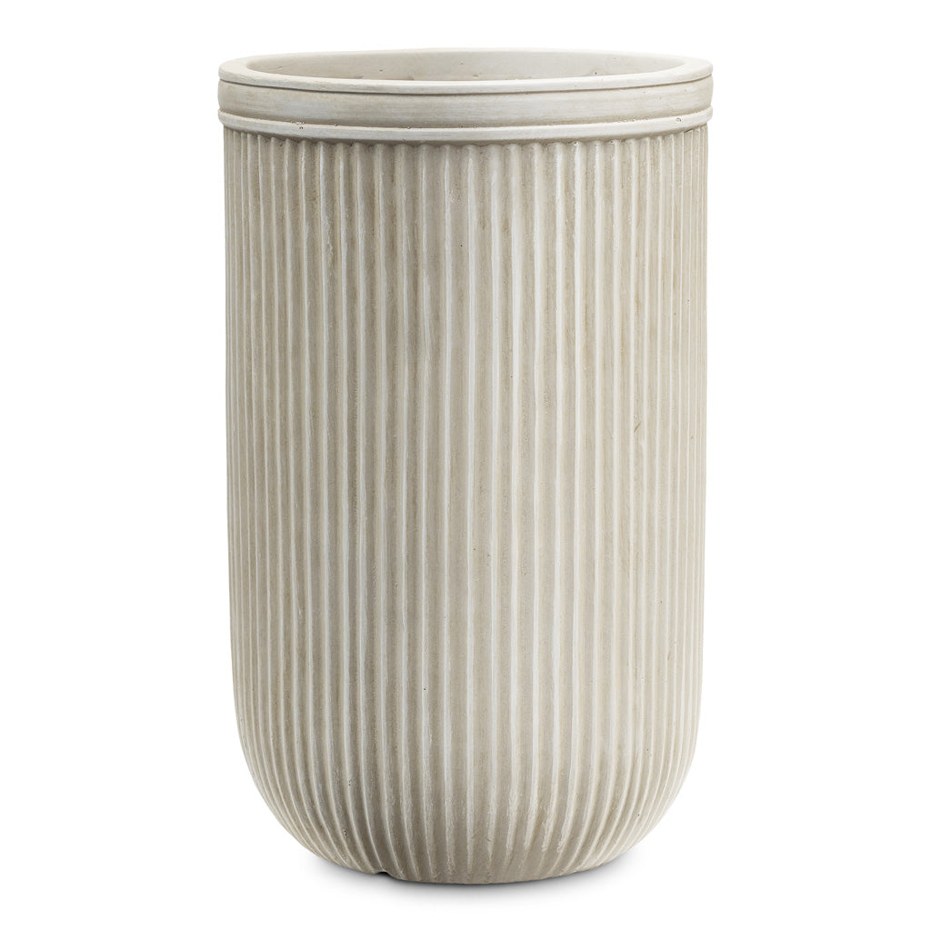 Vertical Rib Tall Planter Beige 30x47cm