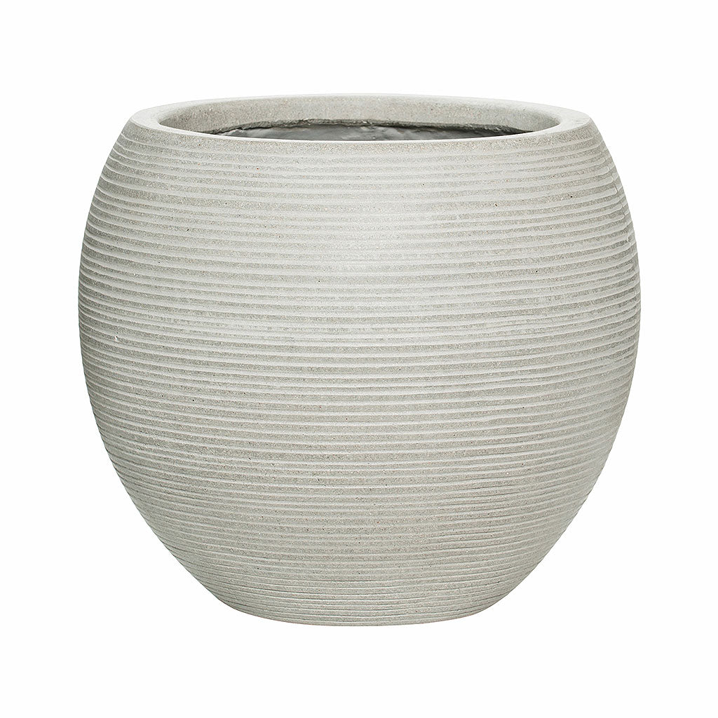Abby Ball Plant Pot - Ridged Cement 34.5 x 30cm