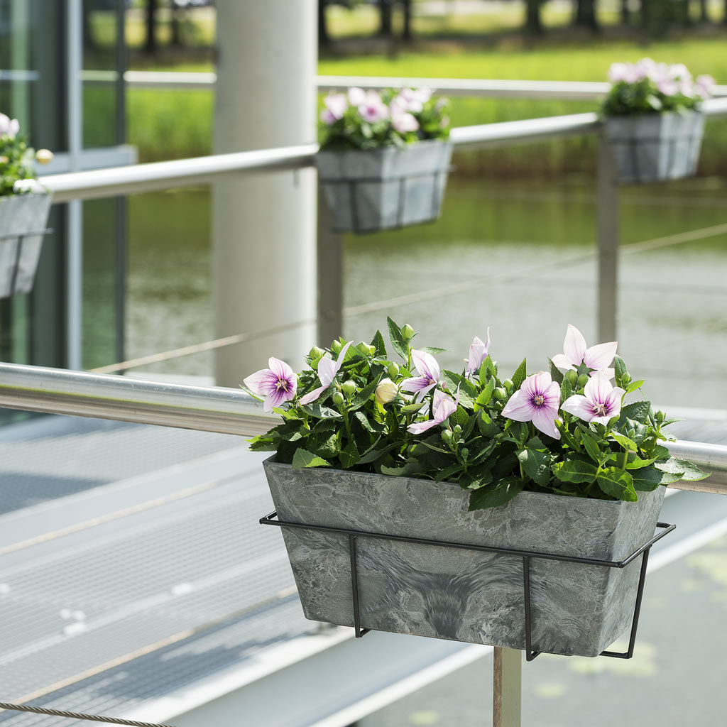 Ella Artstone Balcony Trough Planter - Grey & Amy Hanger