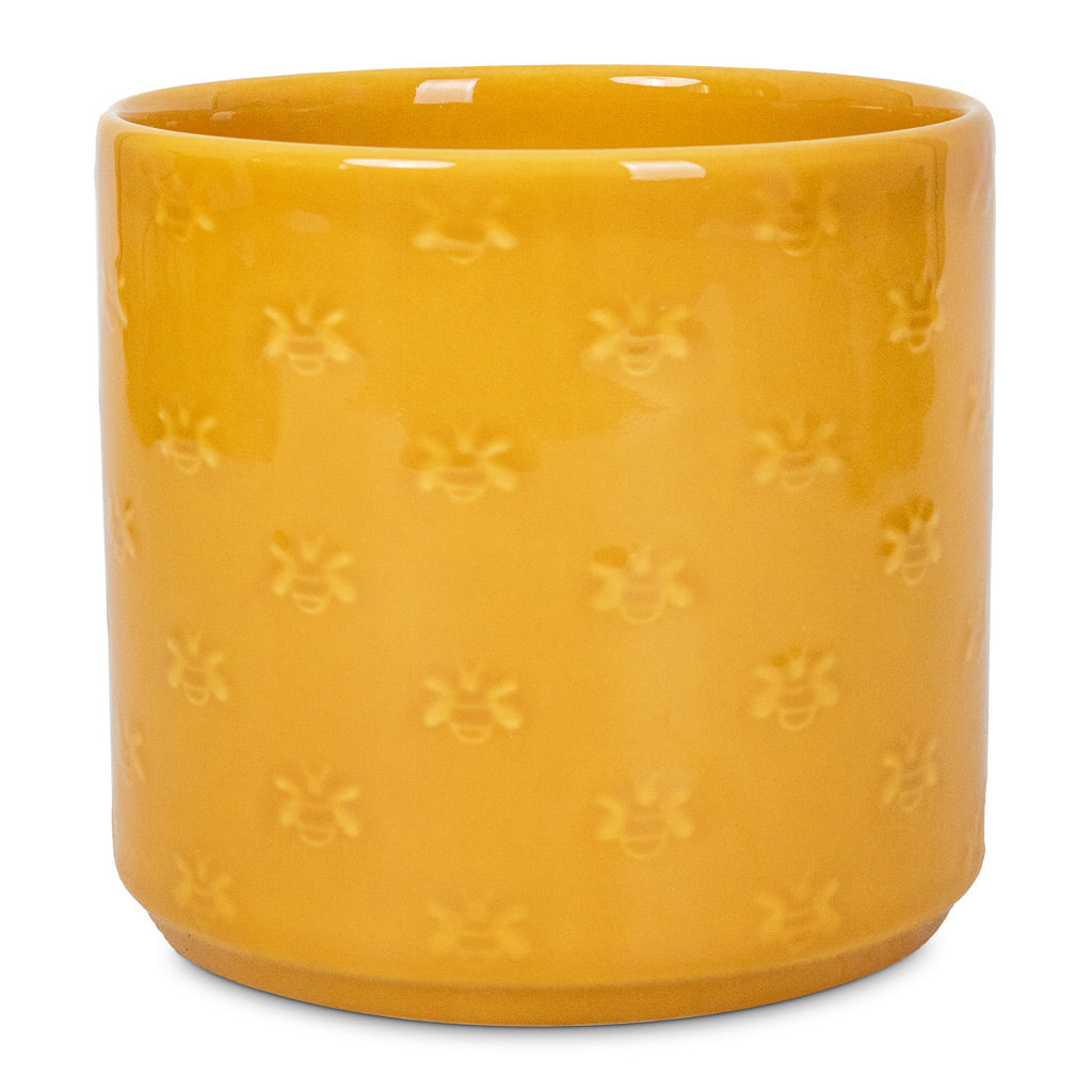 Arley Plant Pot - Yellow Bee - 14.5 x 15.5cm