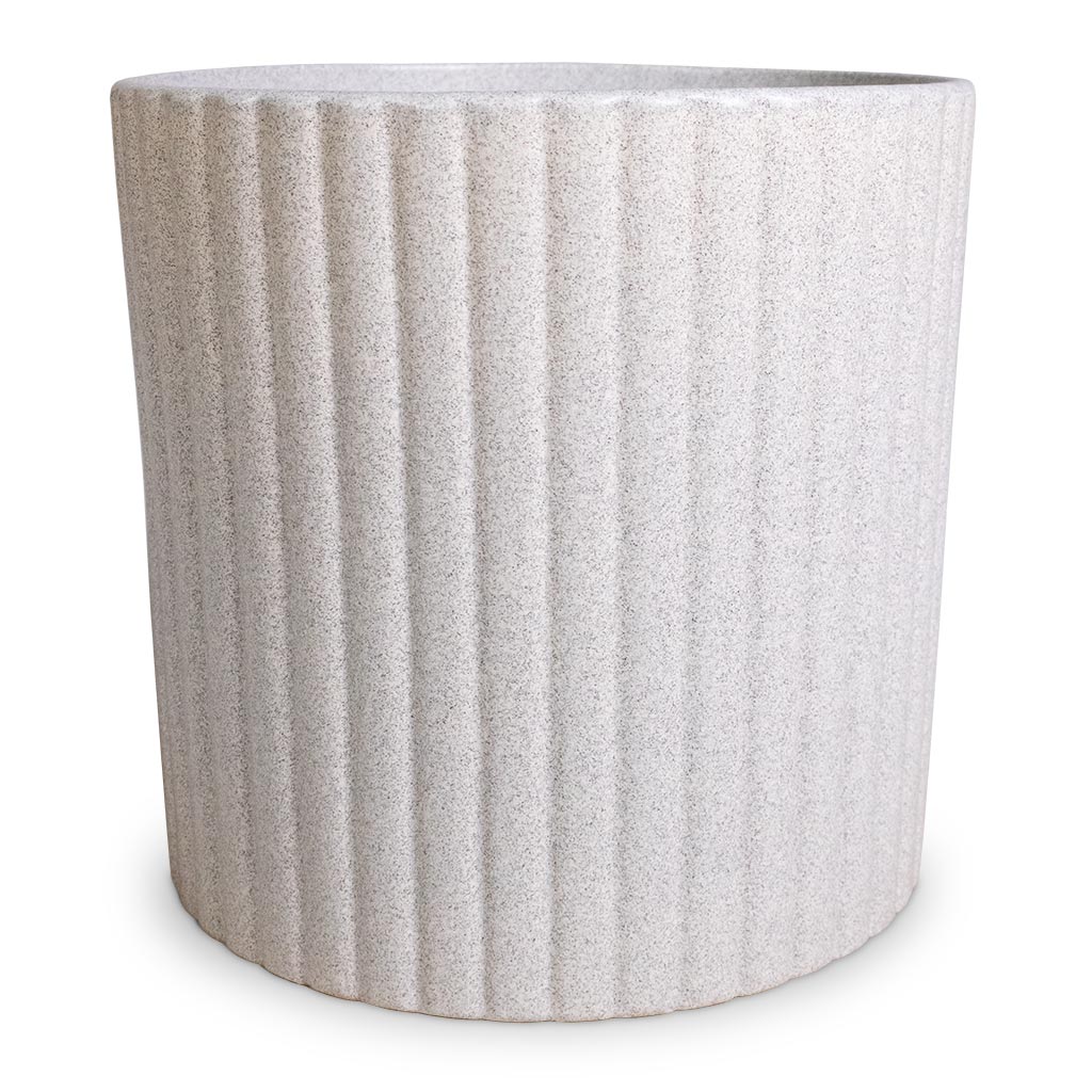 Azalea Ribbed Plant Pot - Speckled Grey Stone Large