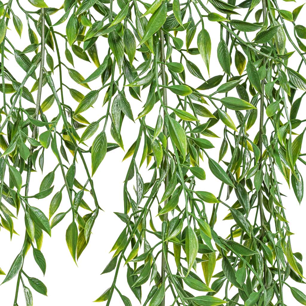 Bamboo Mixed Hanging Bush UV Resistant Artificial Close Up Of Trailing Leaves 