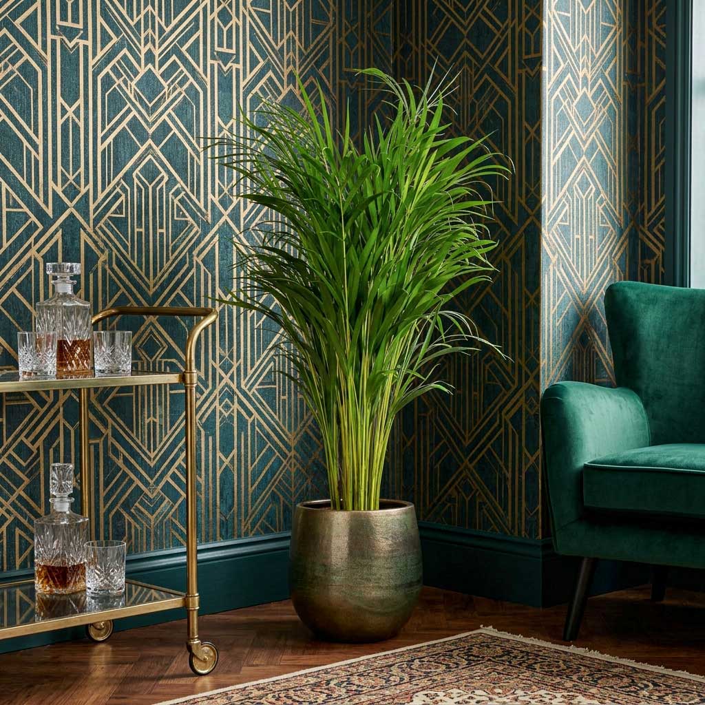 Chrysalidocarpus lutescens - Areca - 24 x 120cm in Esra Plant Pot - Shiny Green - 31 x 28cm