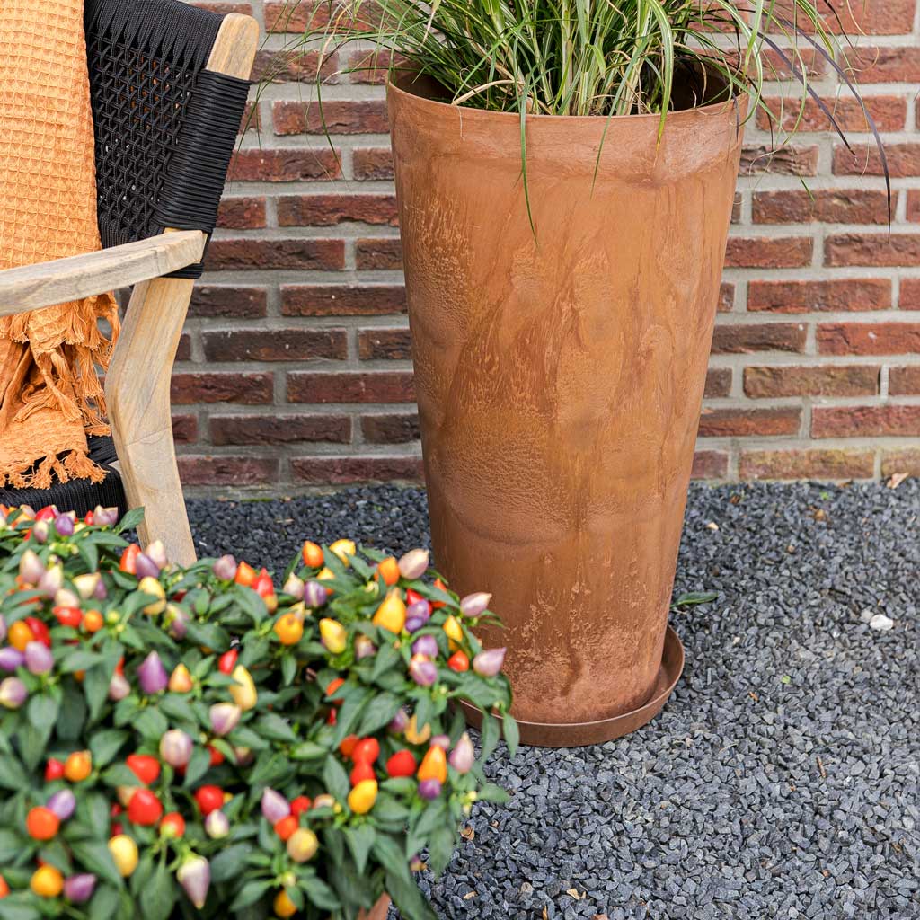 Claire Artstone Tall Planter - Oak