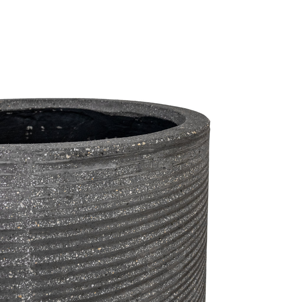 Cody Plant Vase - Ridged Dark Grey Rim