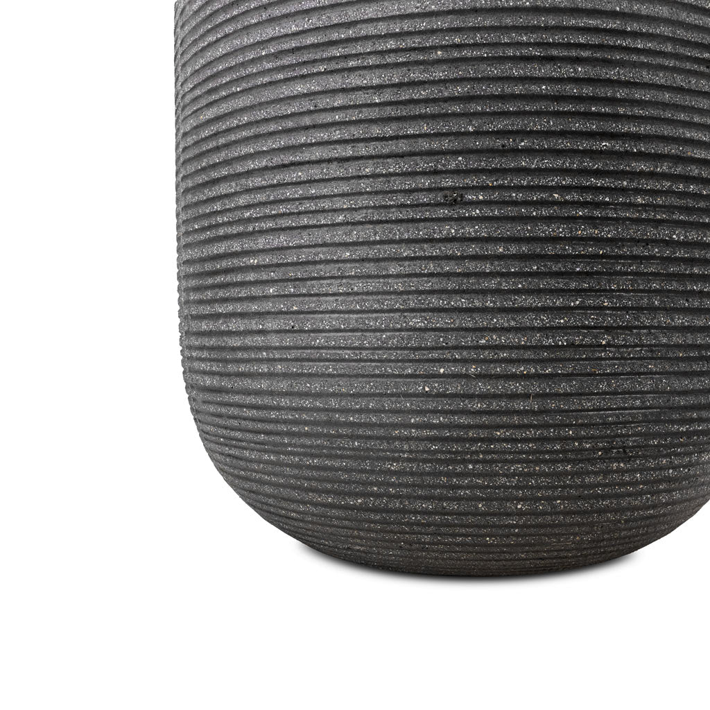 Cody Plant Vase - Ridged Dark Grey Base