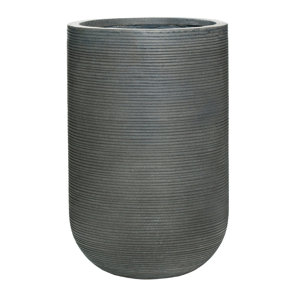 Cody Plant Vase - Ridged Dark Grey