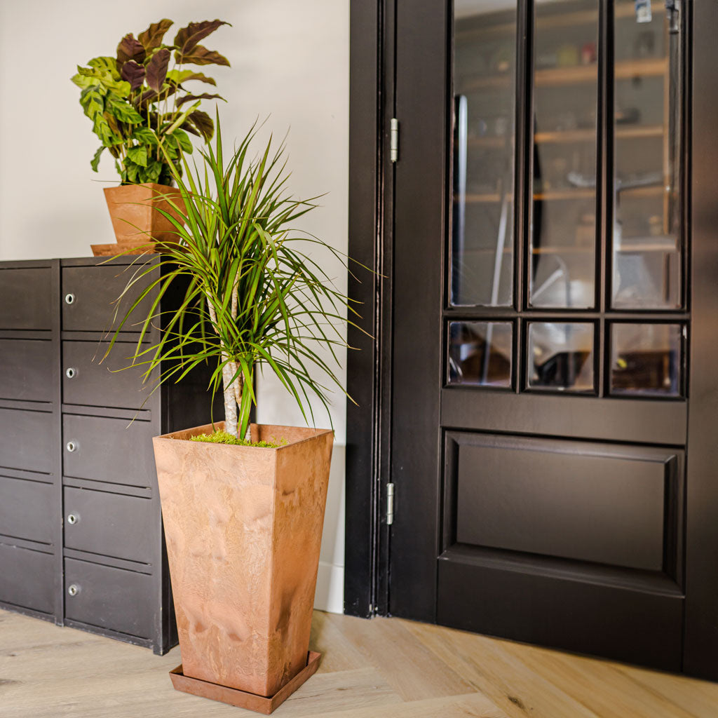 Ella Artstone Tall Planter - Oak