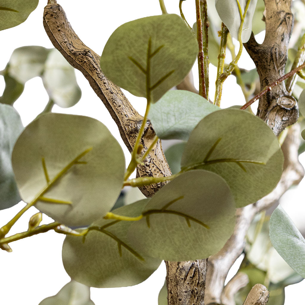 Eucalyptus Botanic Tree Potted Artificial 240cm House Plant In Naya Metal Planter Gold 54x50cm