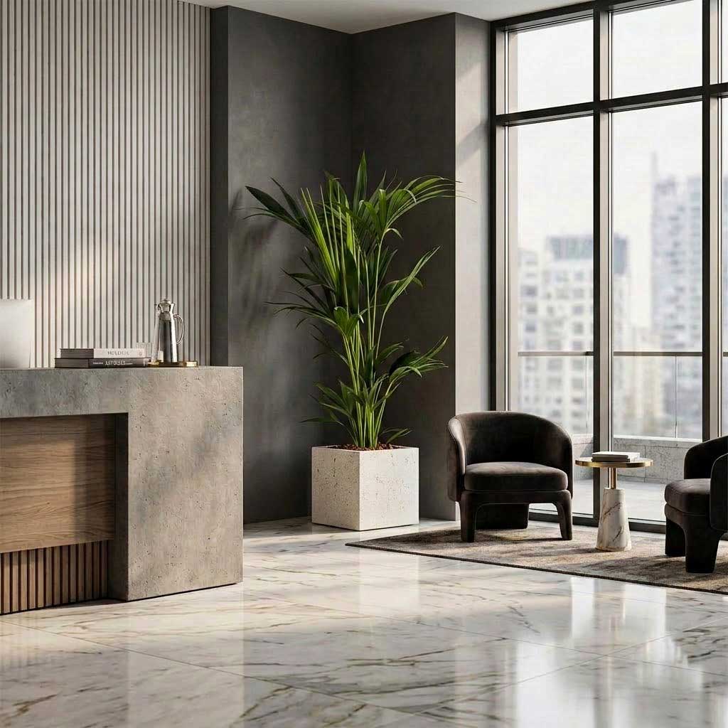 Grigio Cube Planter - Antique White Concrete