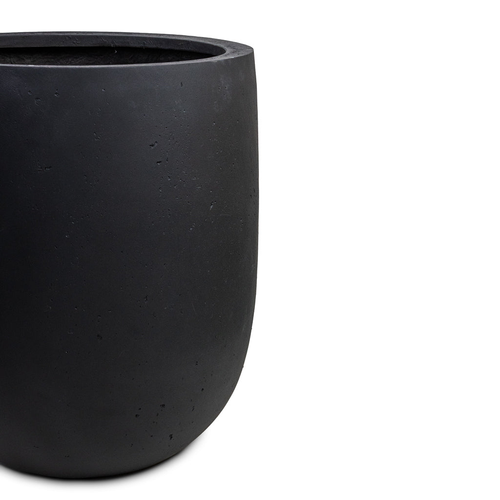 Grigio Tall Egg Pot Planter - Anthracite Concrete Edge
