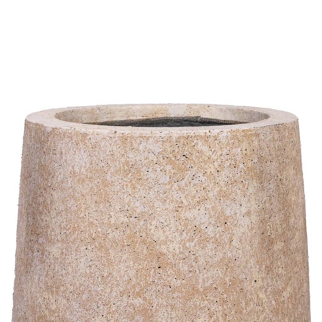 Harith High Mineral Planter Travertine Close Up