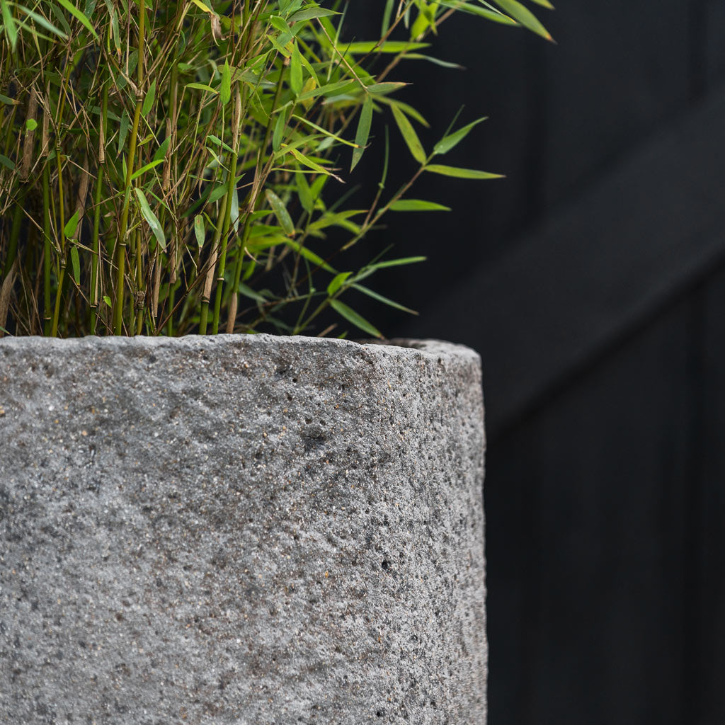 Hayes Mountain Planter - Granite Grey & Bamboo Close Up