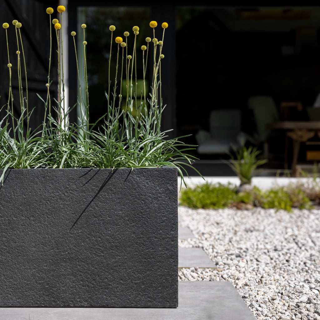Jort Granite Trough Planter - Midnight Black Close Up