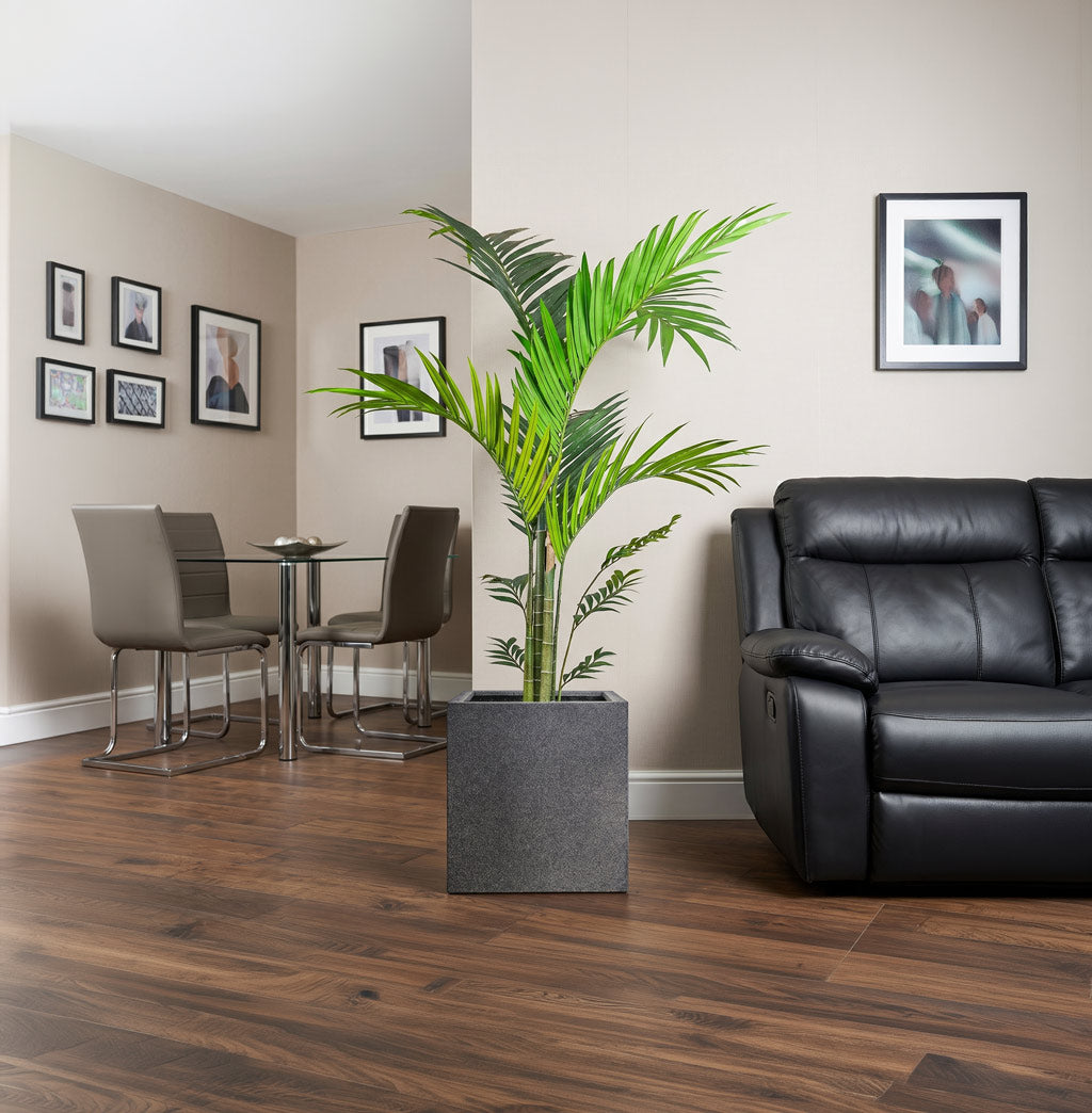 Kentia Palm Artificial In Block Natural Planter Black 