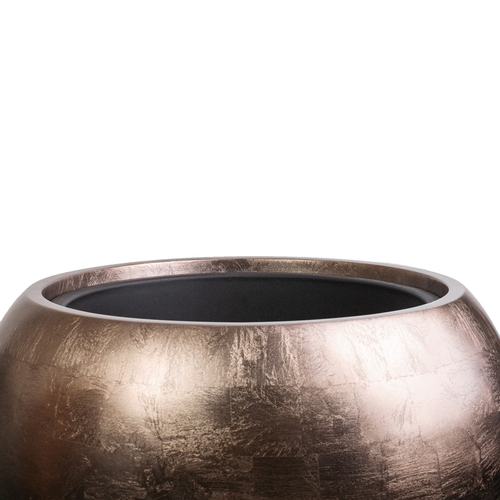 Metallic Globe Plant Pot - Matt Coffee Opening