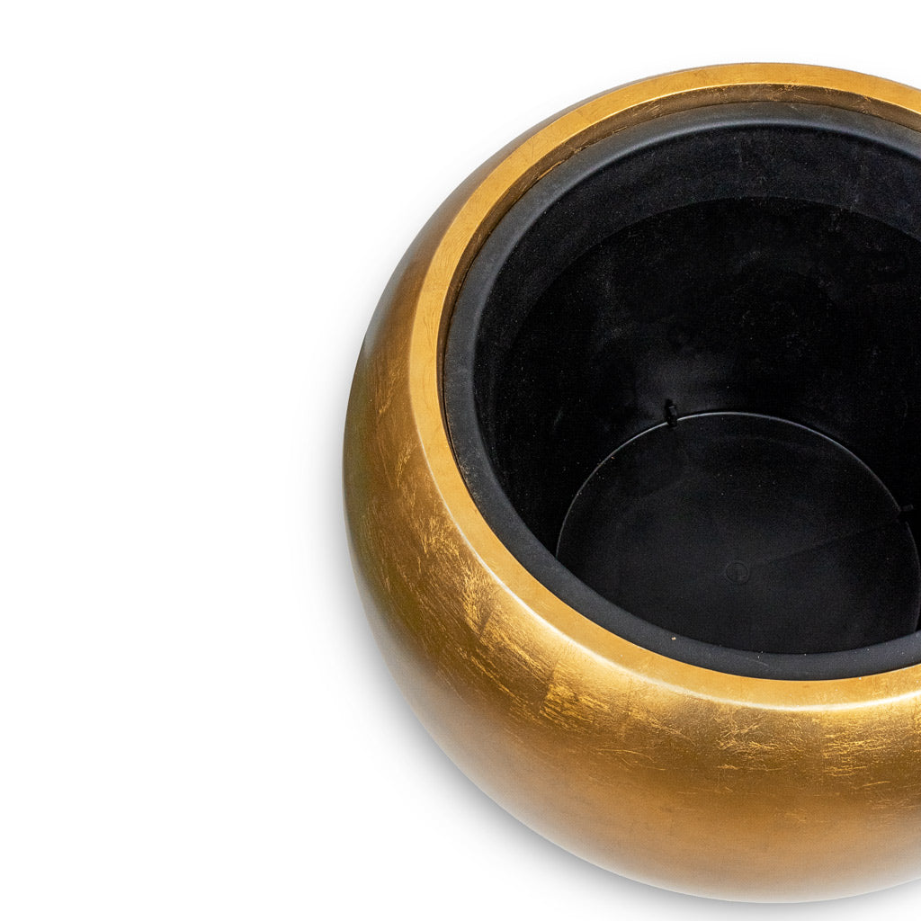 Metallic Globe Plant Pot Matt Honey