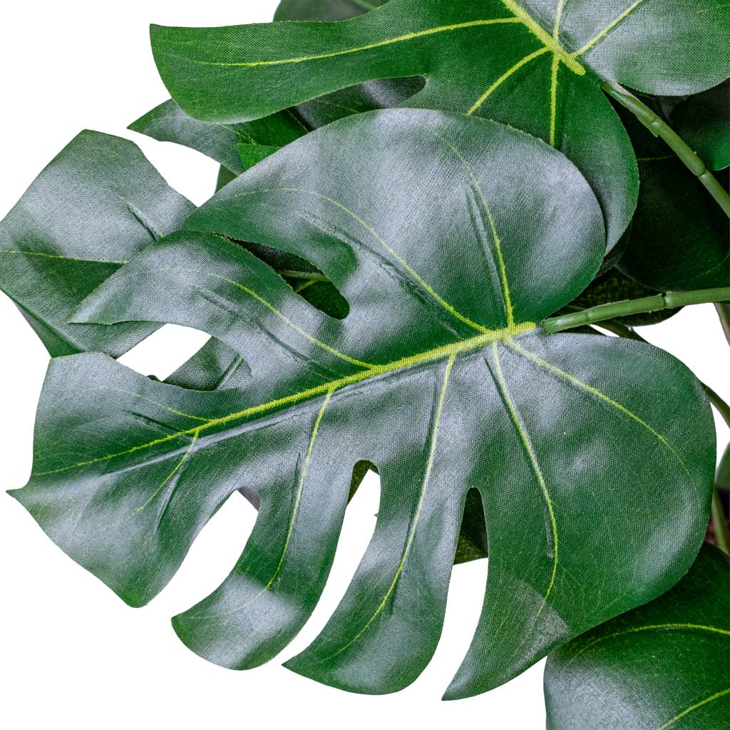 Monstera Bushy Swiss Cheese Plant Potted Artificial 65cm House Plant In Sofia Pot Grey 19x19cm