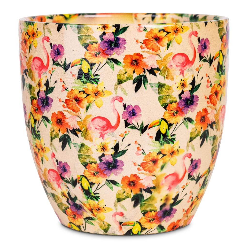 Monza Pot Floral Flamingo 13x12cm