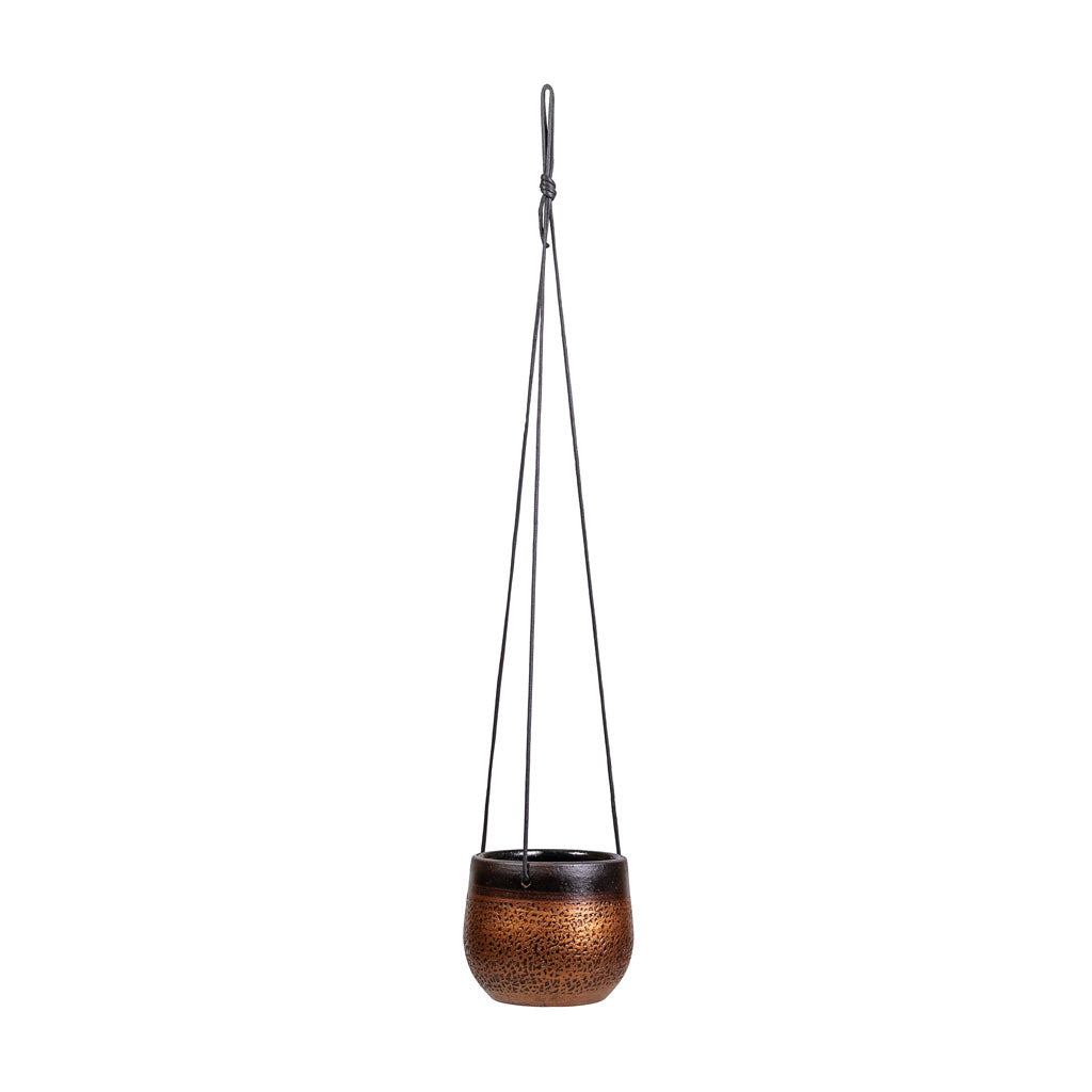 Mya Hanging Planter - Shiny Mocha - 15 x 13cm