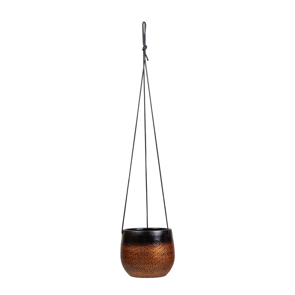 Mya Hanging Planter - Shiny Mocha - 18 x 16cm