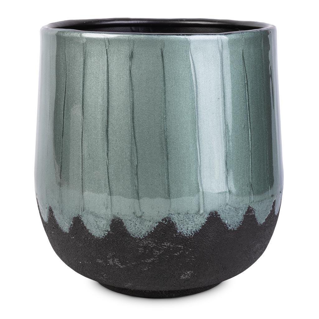 Ninthe Metal Plant Pot - Metallic Petrol - Small