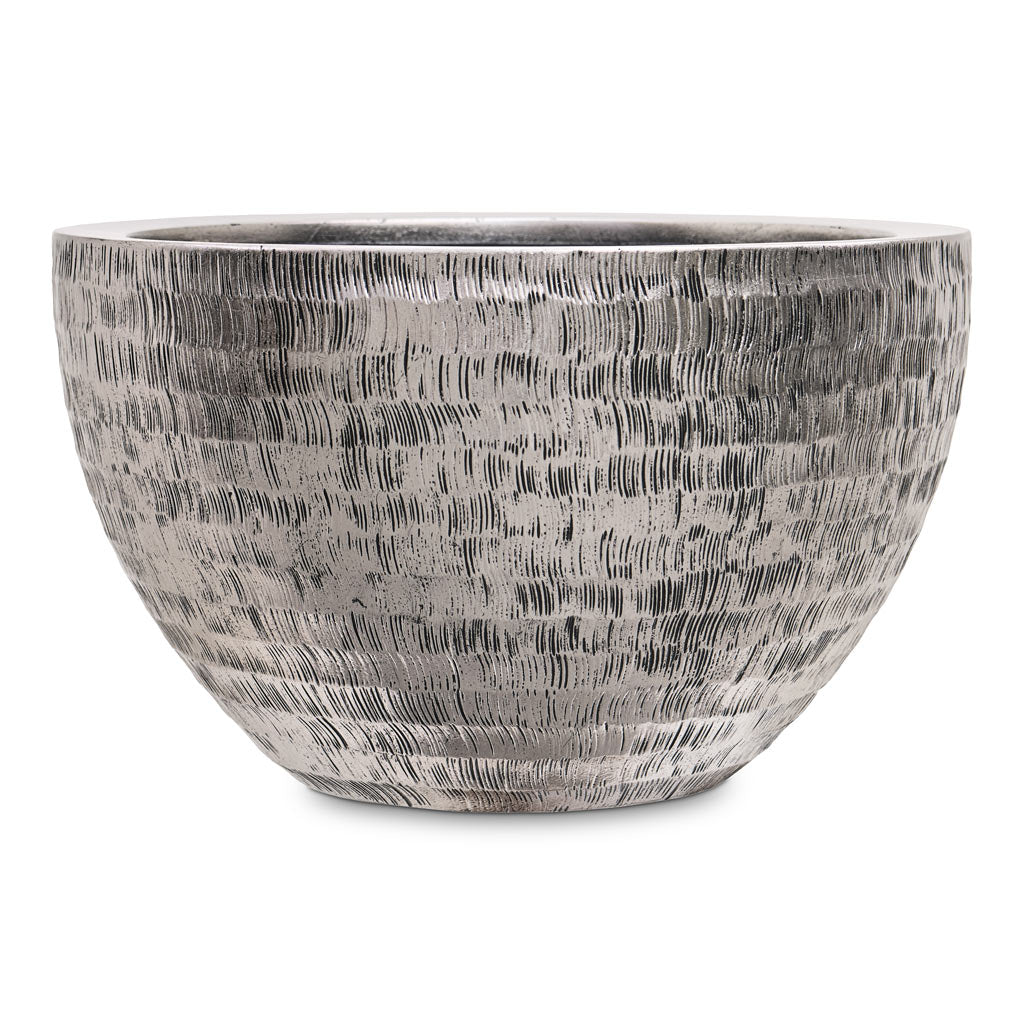 Opus Hammered Bowl Planter Silver 55x33cm