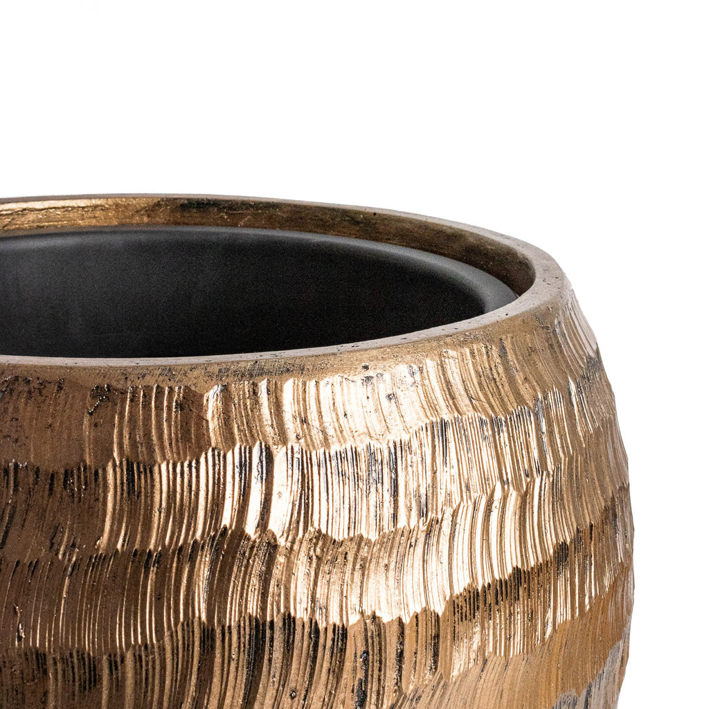 Opus Hammered Globe Planter - Gold - Surface