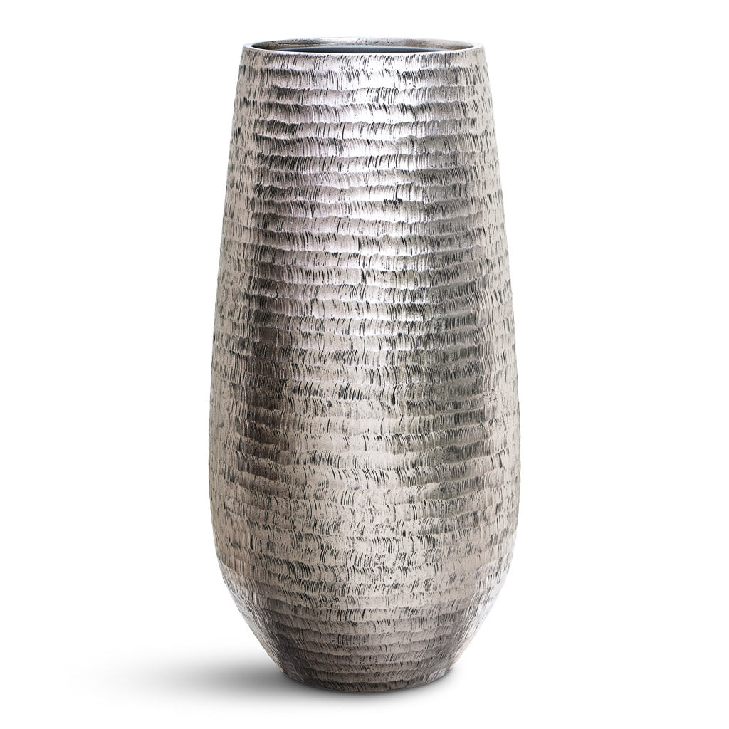 Opus Hammered Tall Darcy Planter Silver 46x100cm