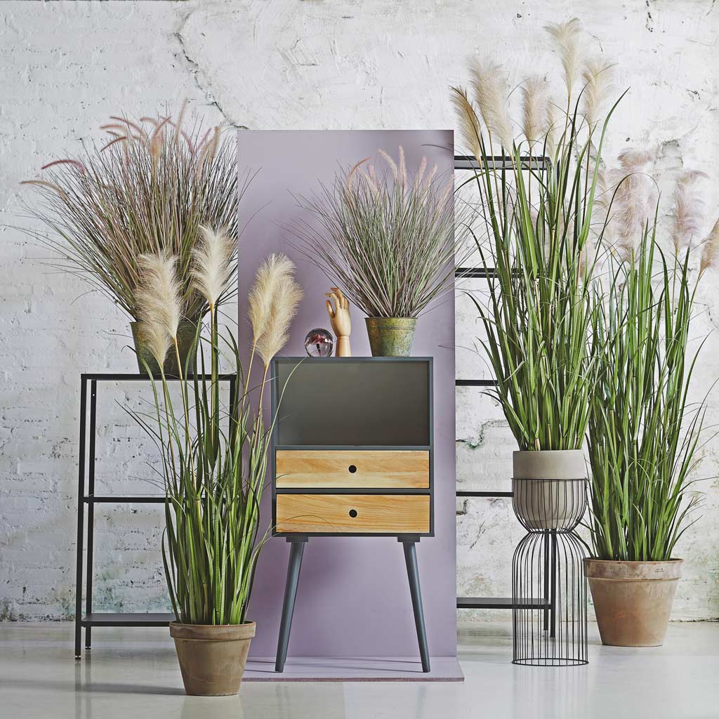 Pampas Grass Potted Artificial 160cm (7 stems) House Plant In Beatrice Pot Terracotta 35x35cm