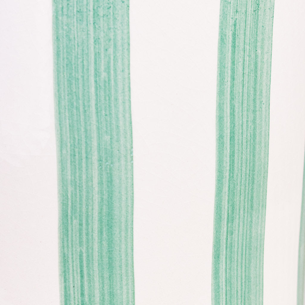 Paros Painted Pot GreenStripe 15x14cm