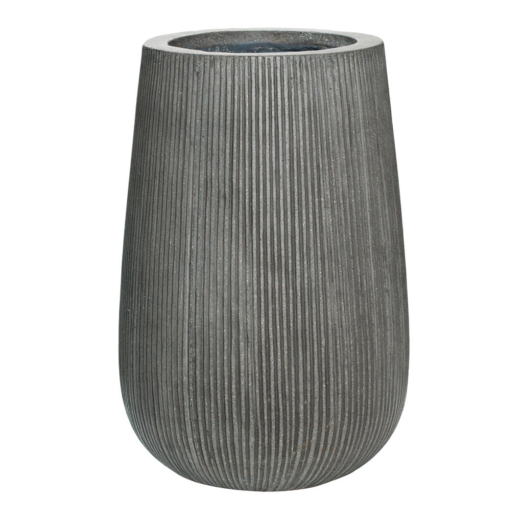 Patt High Plant Vase - Ridged Dark Grey 29 x 43cm