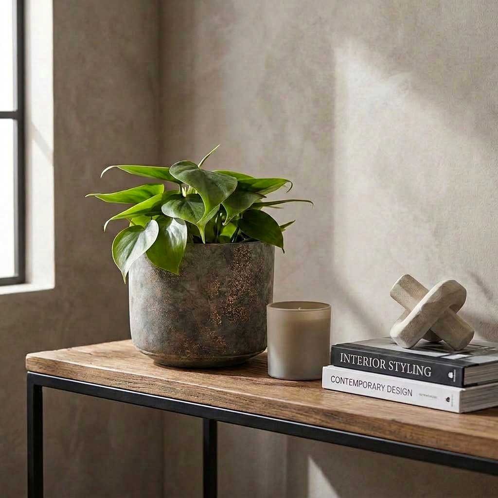 Philodendron scandens Sweetheart Plant & Saar Plant Pot Earth Cement