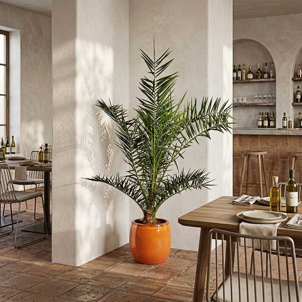 Phoenix canariensis - Canary Island Date Palm - 21 x 110cm in Charlotte Plant Pot - Orange - 29 x 25cm