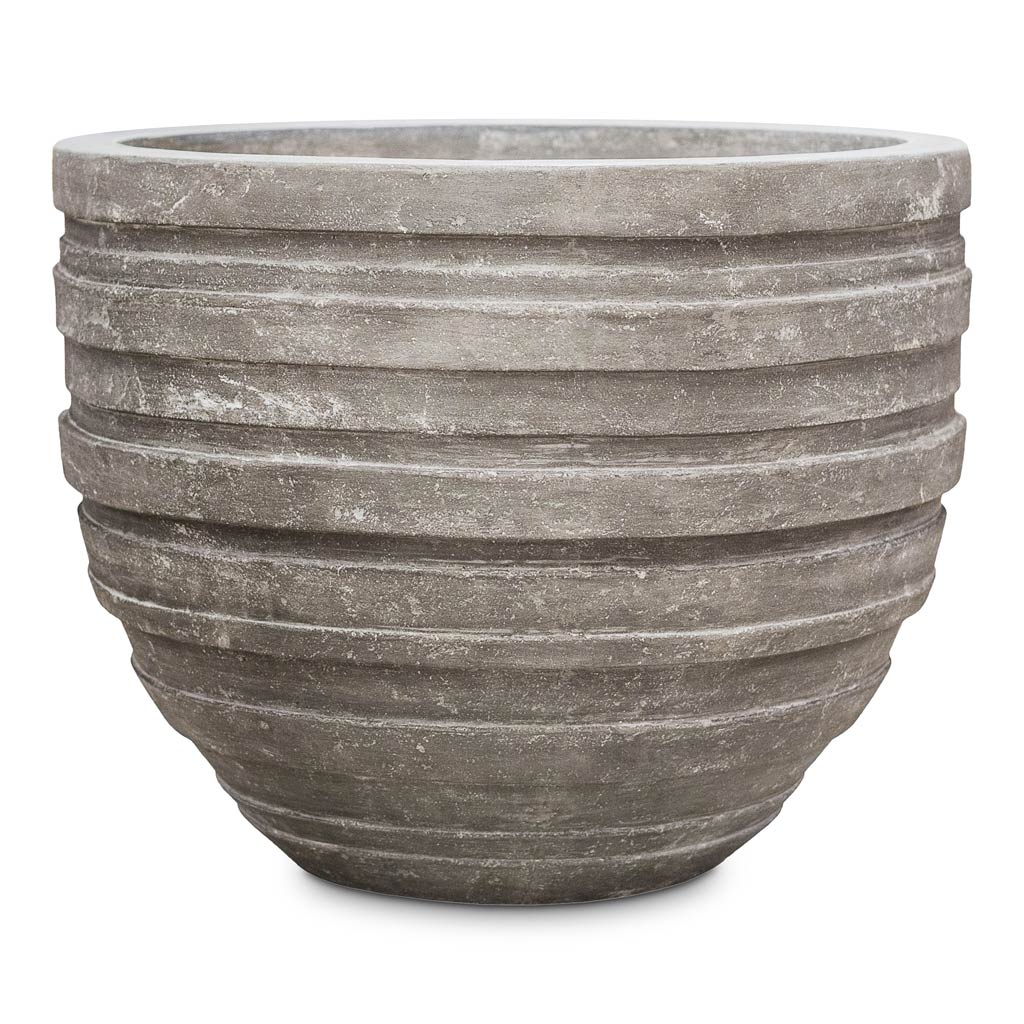 Polystone Coated Junar Planter Raw Grey 55x44cm