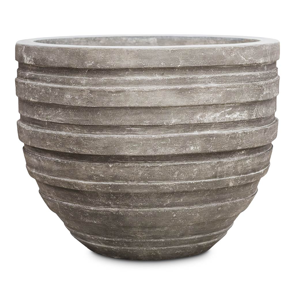 Polystone Coated Junar Planter Raw Grey 55x44cm