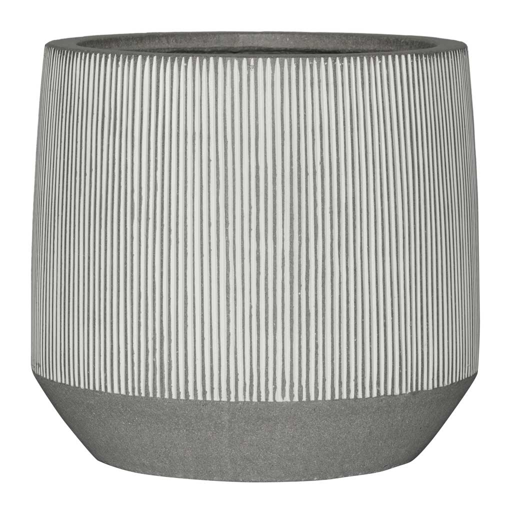 Ridged Harith Plant Pot - White Stripe