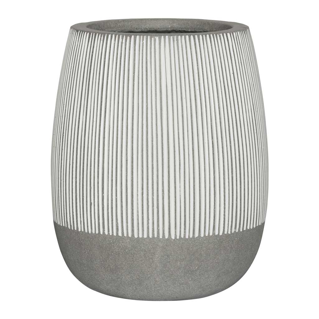 Ridged Perry Plant Pot - White Stripe