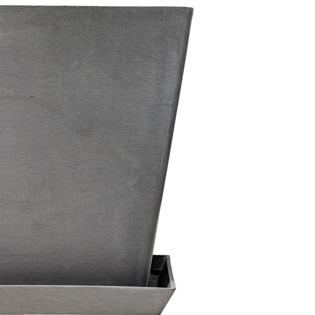 Rotterdam Cube Planter Grey Close Up With Saucer