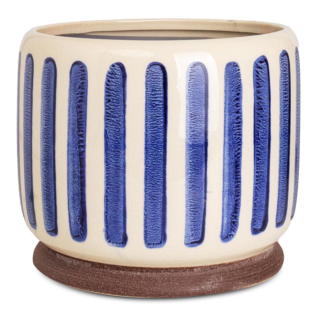Stripe Pot Blue - 21x18cm