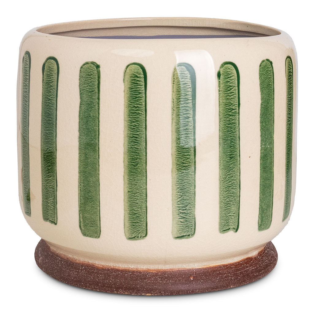 Stripe Pot Green - 16x13cm